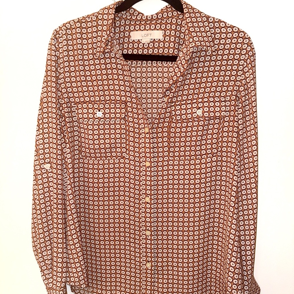 LOFT Minibloom Utility Blouse, SZ M